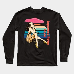 The girl with a parasol and a cat Long Sleeve T-Shirt